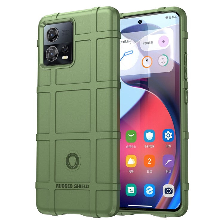 For Motorola Moto S30 Pro 5G Rugged Square Grid Protective Cover Thickened TPU Shockproof Phone Case - Green