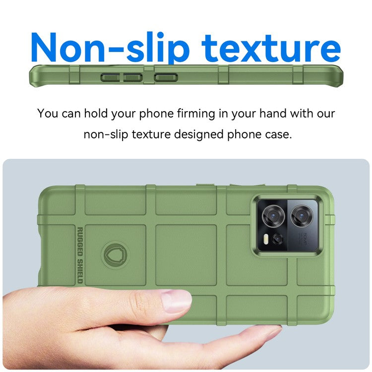For Motorola Moto S30 Pro 5G Rugged Square Grid Protective Cover Thickened TPU Shockproof Phone Case - Green