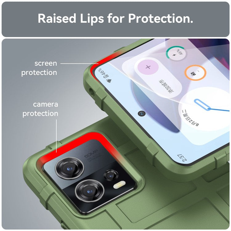 For Motorola Moto S30 Pro 5G Rugged Square Grid Protective Cover Thickened TPU Shockproof Phone Case - Green