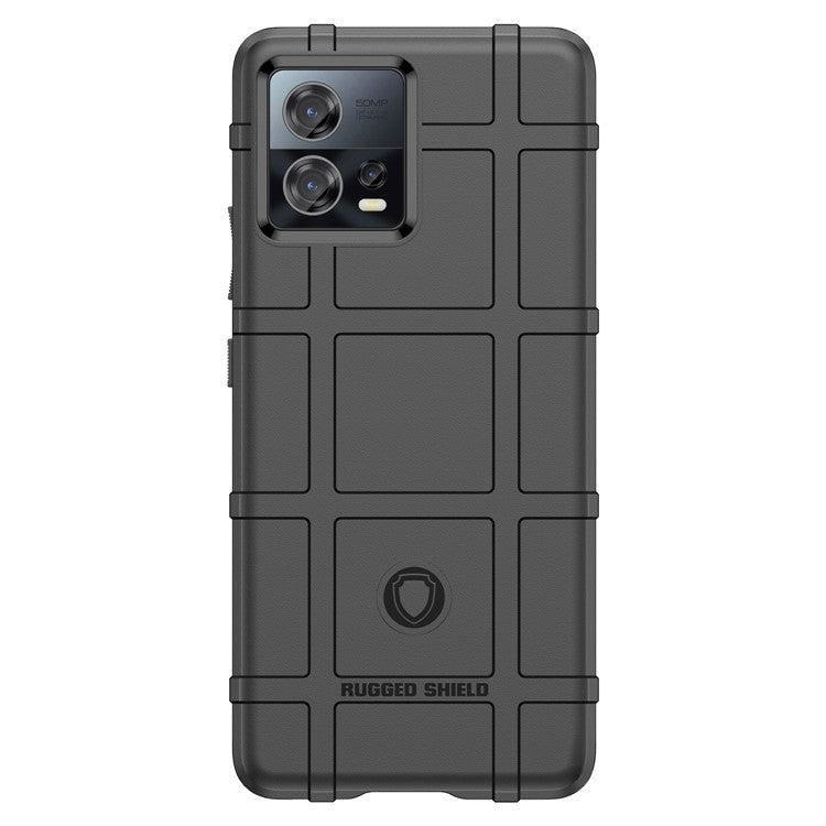For Motorola Moto S30 Pro 5G Rugged Square Grid Protective Cover Thickened TPU Shockproof Phone Case - Black