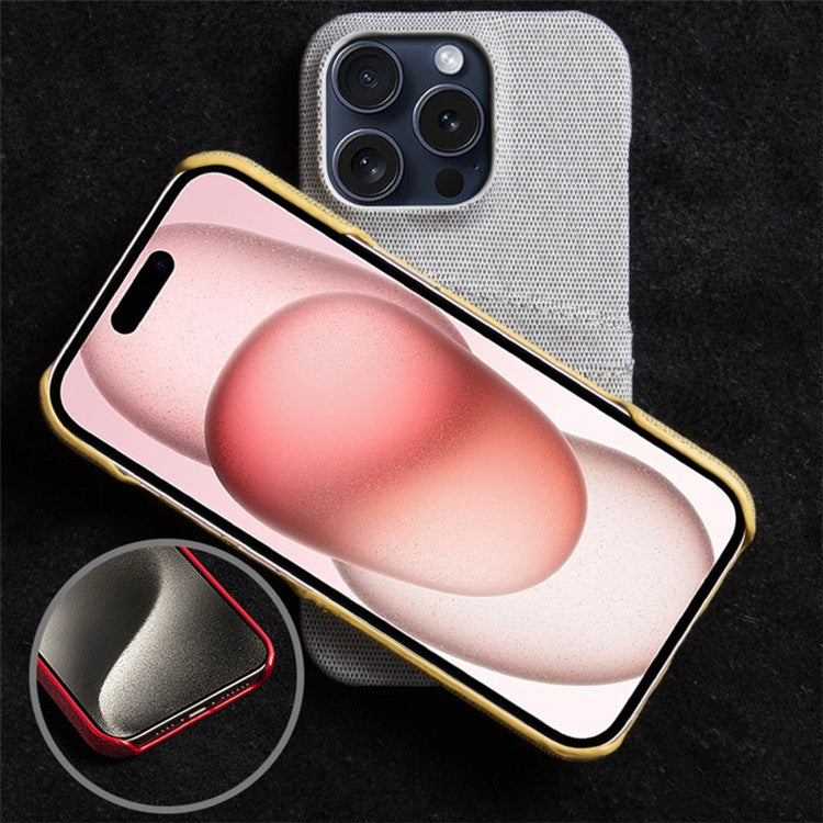 For iPhone 16 Pro Case Dual Card Slots Cloth Texture Hard PC Phone Cover - Black