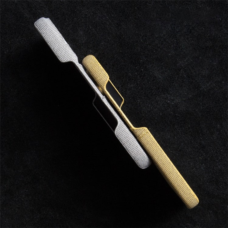 For iPhone 16 Pro Case Dual Card Slots Cloth Texture Hard PC Phone Cover - Brown