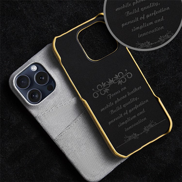 For iPhone 16 Pro Case Dual Card Slots Cloth Texture Hard PC Phone Cover - Brown