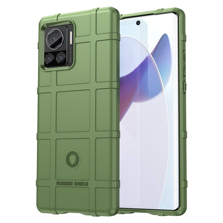 Mobile Phone Cover for Motorola Moto X30 Pro 5G / Edge 30 Ultra 5G, Rugged Square Grid Texture TPU Shockproof Phone Case - Green