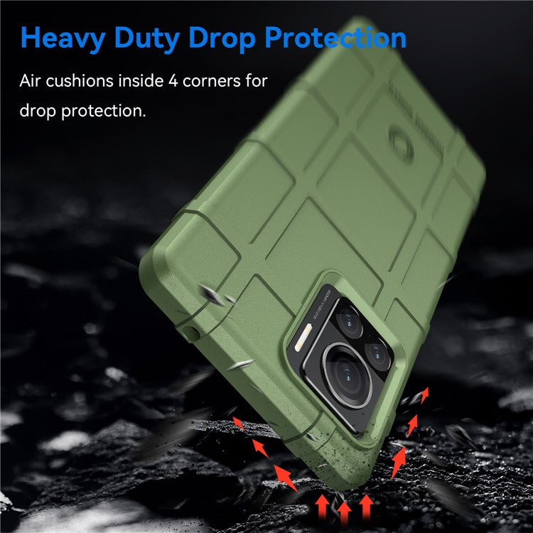 Mobile Phone Cover for Motorola Moto X30 Pro 5G / Edge 30 Ultra 5G, Rugged Square Grid Texture TPU Shockproof Phone Case - Green