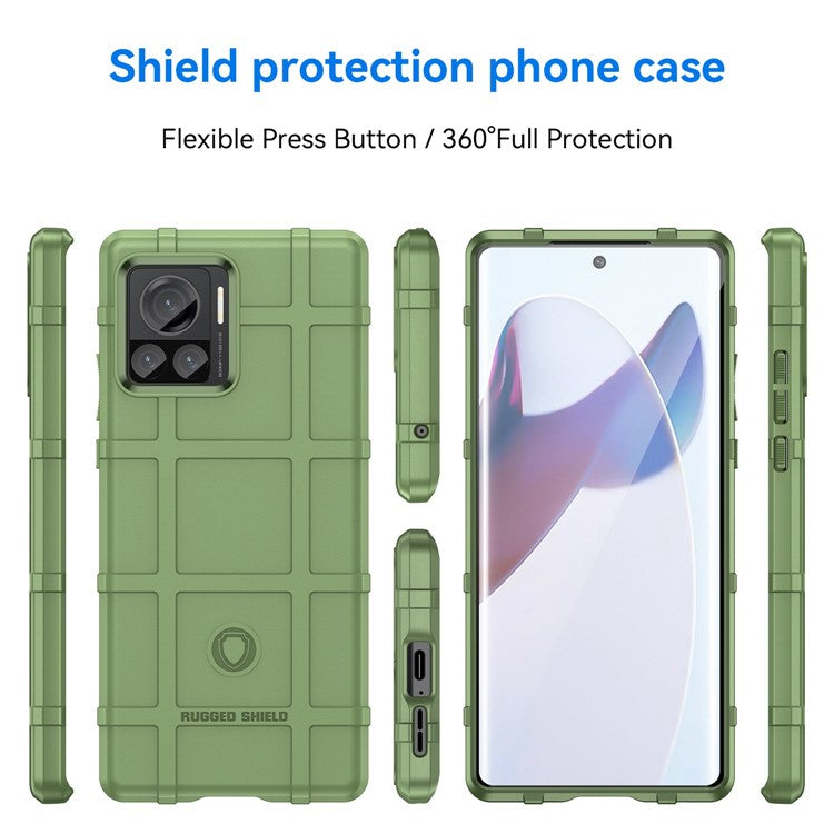 Mobile Phone Cover for Motorola Moto X30 Pro 5G / Edge 30 Ultra 5G, Rugged Square Grid Texture TPU Shockproof Phone Case - Green