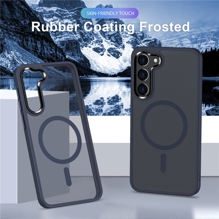For Samsung Galaxy S23 Magnetic Phone Case PC+TPU Drop-proof Back Cover - Dark Blue