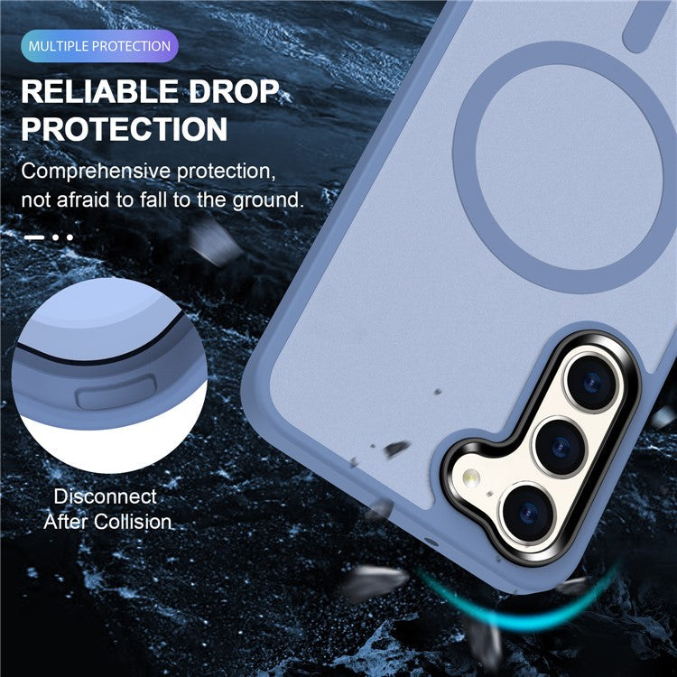 For Samsung Galaxy S23+ Magnetic Case TPU Frame Clear PC Back Hybrid Phone Cover - Baby Blue