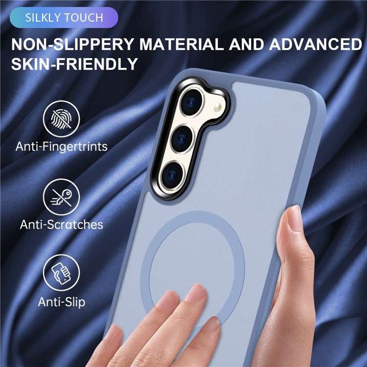 For Samsung Galaxy S23+ Magnetic Case TPU Frame Clear PC Back Hybrid Phone Cover - Baby Blue