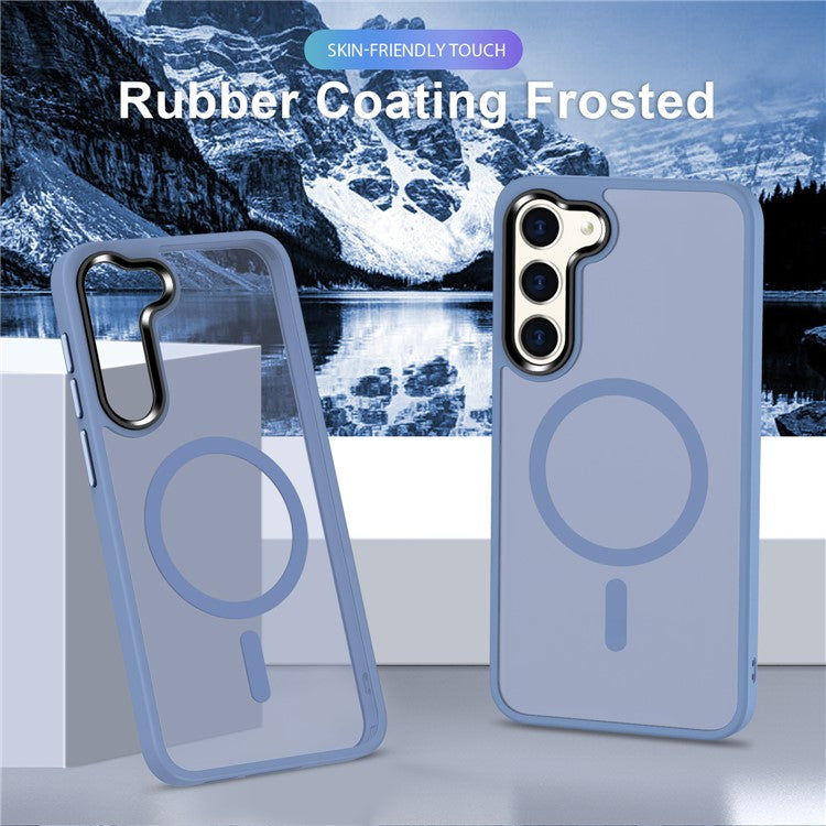 For Samsung Galaxy S23+ Magnetic Case TPU Frame Clear PC Back Hybrid Phone Cover - Baby Blue