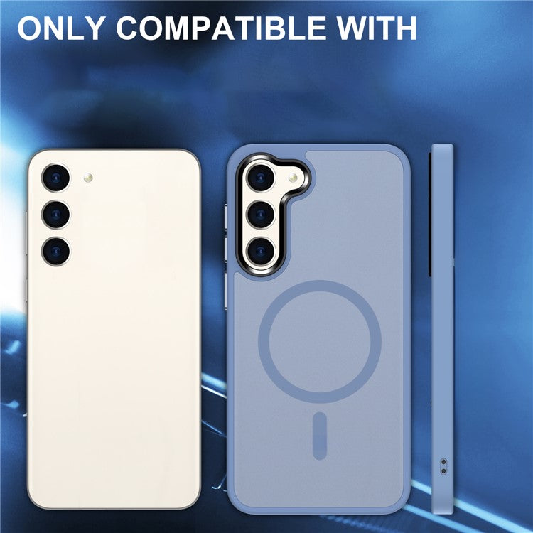 For Samsung Galaxy S23+ Magnetic Case TPU Frame Clear PC Back Hybrid Phone Cover - Baby Blue