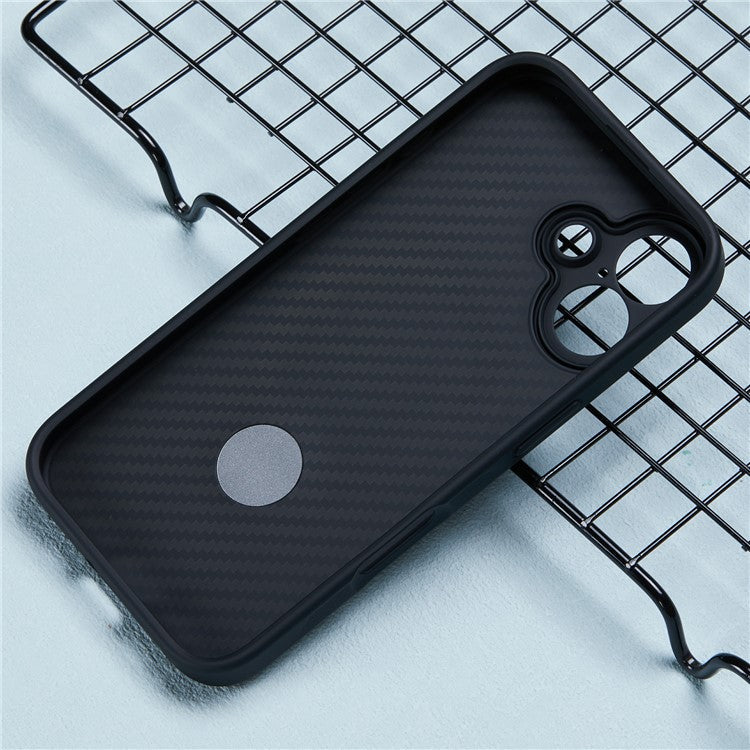 For iPhone 16 Case Carbon Fiber Texture Magnetic Ring Kickstand TPU+PC Phone Cover