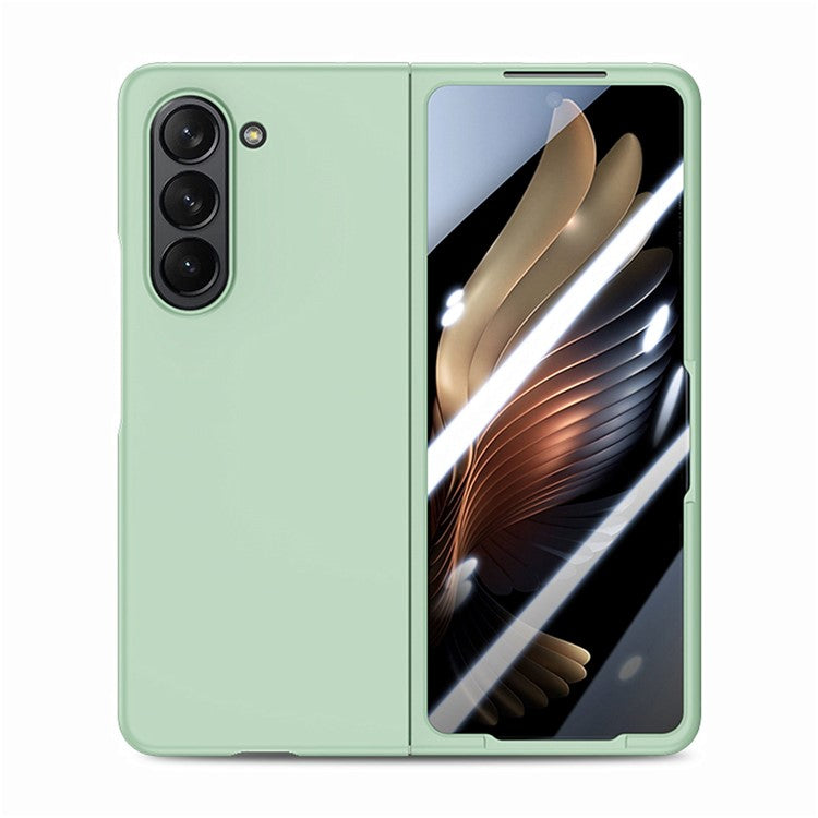 For Samsung Galaxy Z Fold6 5G Case Rubberized PC Phone Cover with Tempered Glass Film - Light Green