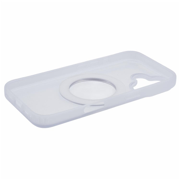 For iPhone 16 Plus Phone Case Ring Holder Kickstand PC+TPU Phone Cover - White