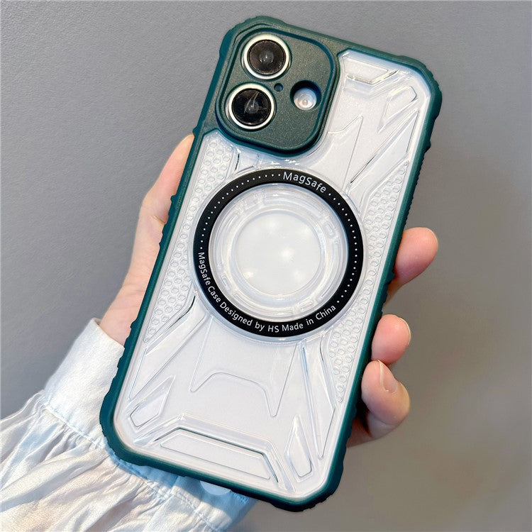 For iPhone 16 Plus Case Anti-Drop TPU+PC Phone Cover Compatible with MagSafe - Green