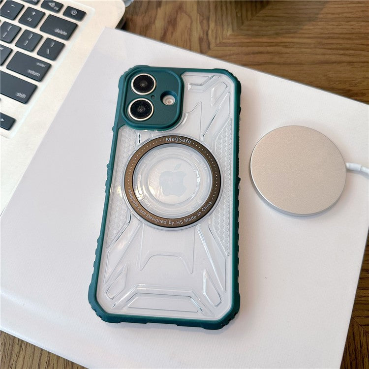 For iPhone 16 Plus Case Anti-Drop TPU+PC Phone Cover Compatible with MagSafe - Green
