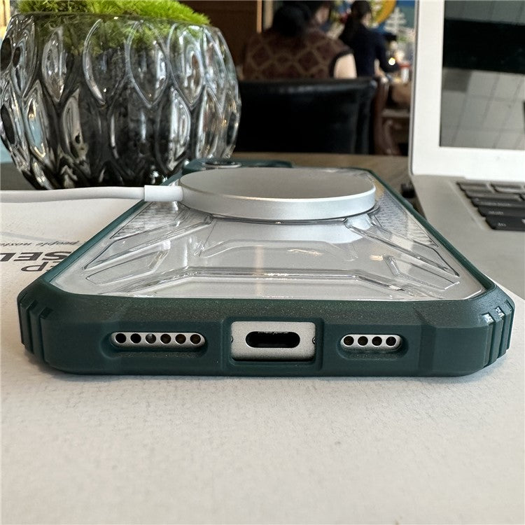 For iPhone 16 Plus Case Anti-Drop TPU+PC Phone Cover Compatible with MagSafe - Green