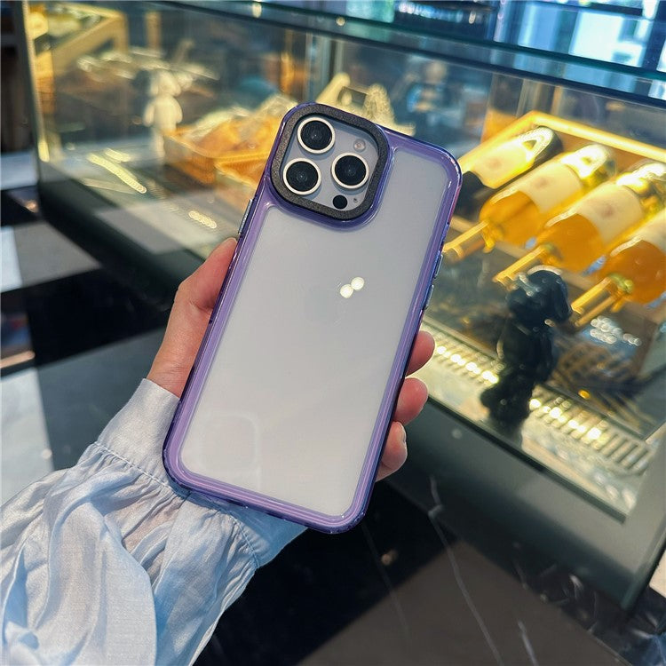 For iPhone 16 Pro Shockproof Case TPU+PC Crystal Clear Phone Cover - Purple