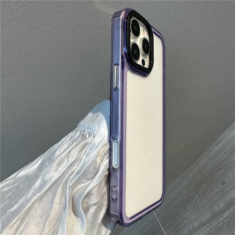For iPhone 16 Pro Shockproof Case TPU+PC Crystal Clear Phone Cover - Purple