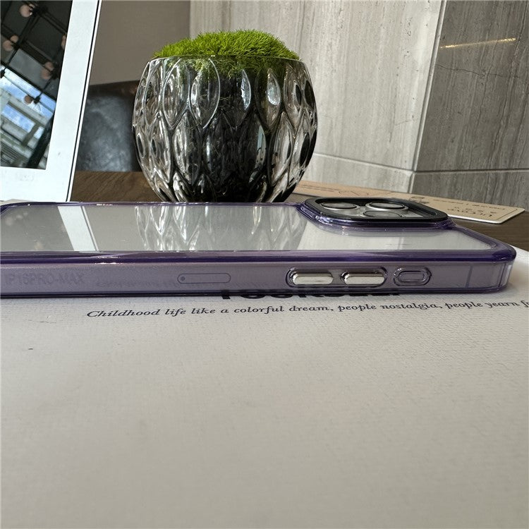 For iPhone 16 Pro Shockproof Case TPU+PC Crystal Clear Phone Cover - Purple