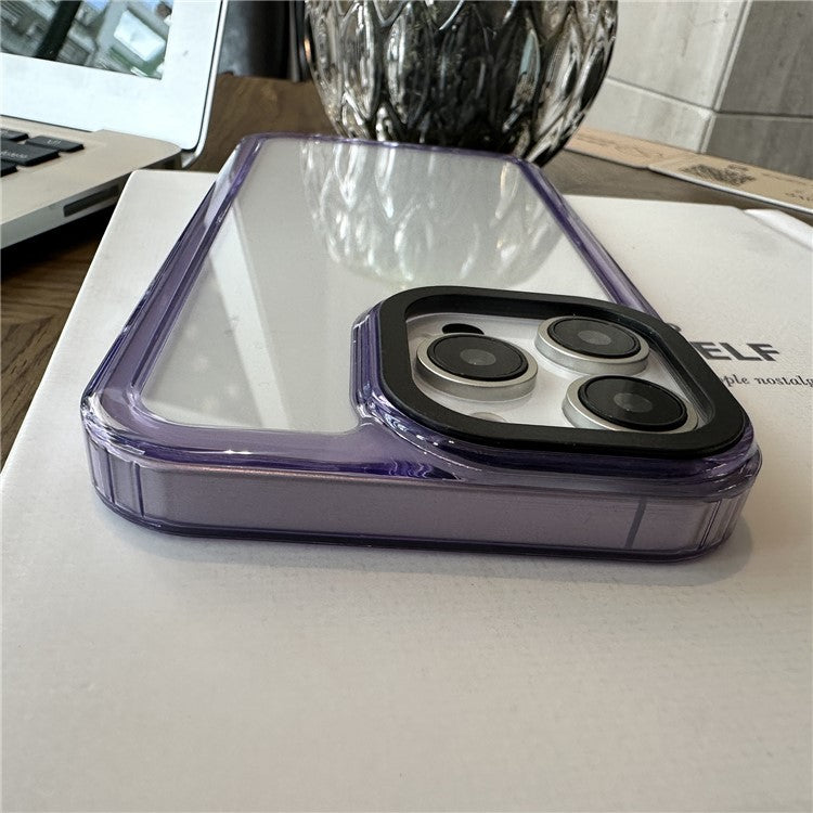 For iPhone 16 Pro Shockproof Case TPU+PC Crystal Clear Phone Cover - Purple