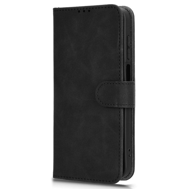 For Samsung Galaxy M35 5G Case Skin-Feel Leather Anti-Drop Wallet Flip Phone Cover - Black