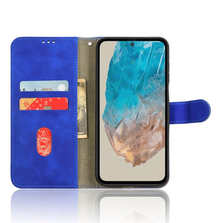 For Samsung Galaxy M35 5G Case Skin-Feel Leather Anti-Drop Wallet Flip Phone Cover - Blue