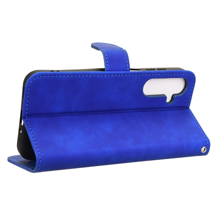 For Samsung Galaxy M35 5G Case Skin-Feel Leather Anti-Drop Wallet Flip Phone Cover - Blue