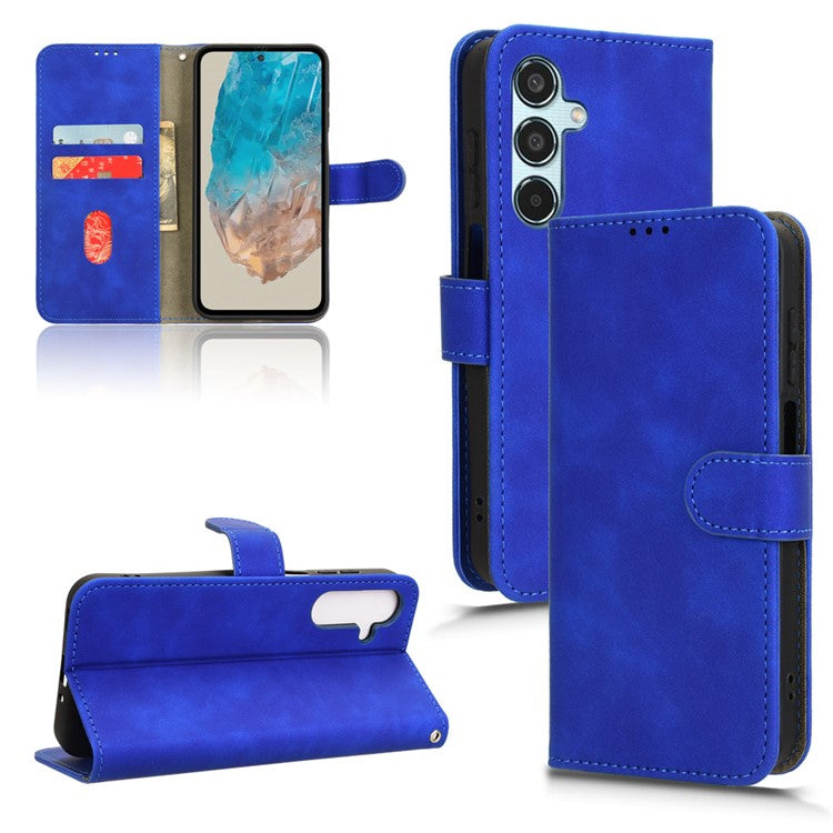 For Samsung Galaxy M35 5G Case Skin-Feel Leather Anti-Drop Wallet Flip Phone Cover - Blue