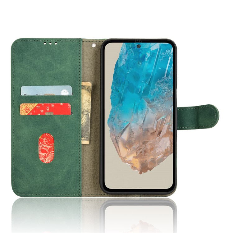 For Samsung Galaxy M35 5G Case Skin-Feel Leather Anti-Drop Wallet Flip Phone Cover - Green