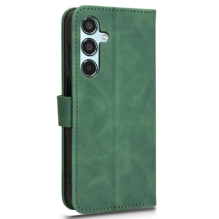 For Samsung Galaxy M35 5G Case Skin-Feel Leather Anti-Drop Wallet Flip Phone Cover - Green