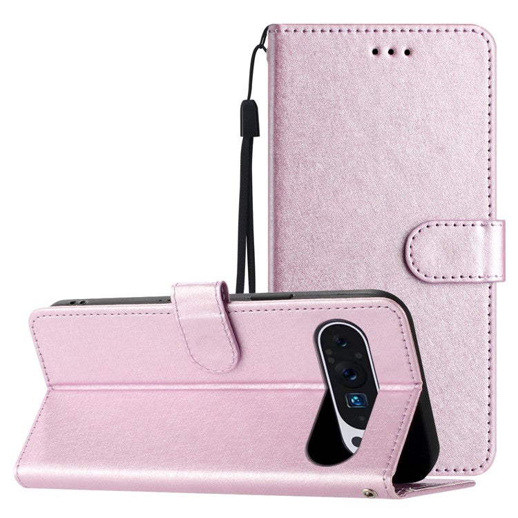 For Google Pixel 9 / 9 Pro Case Silk Texture Anti-Fall Leather Wallet Stand Smartphone Cover - Light Purple