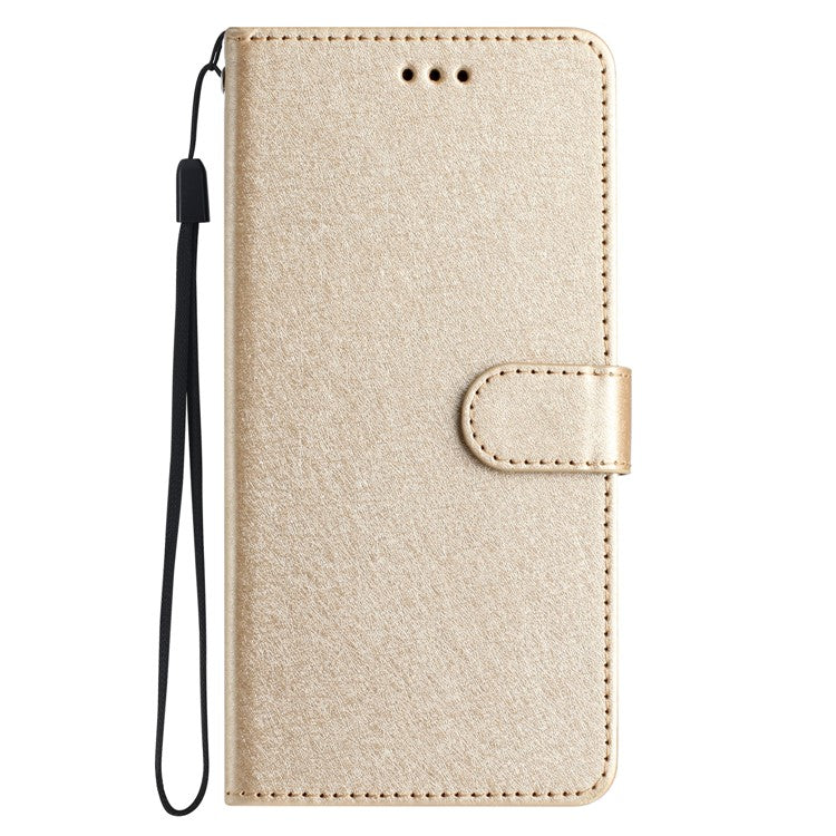 For Google Pixel 9 / 9 Pro Case Silk Texture Anti-fall Leather Wallet Stand Smartphone Cover - Gold