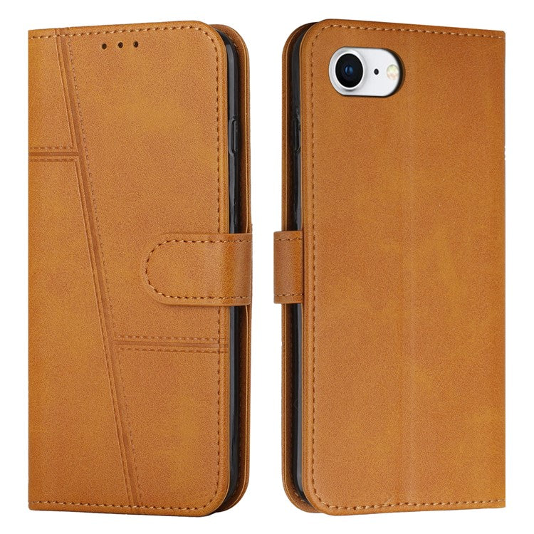 For iPhone 16e Case PU Leather Wallet Flip Phone Cover Calf Texture - Yellow