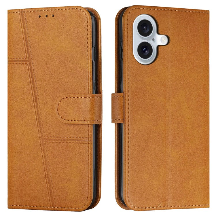 For iPhone 16 Case Stand Flip Protective Leather Phone Cover - Yellow