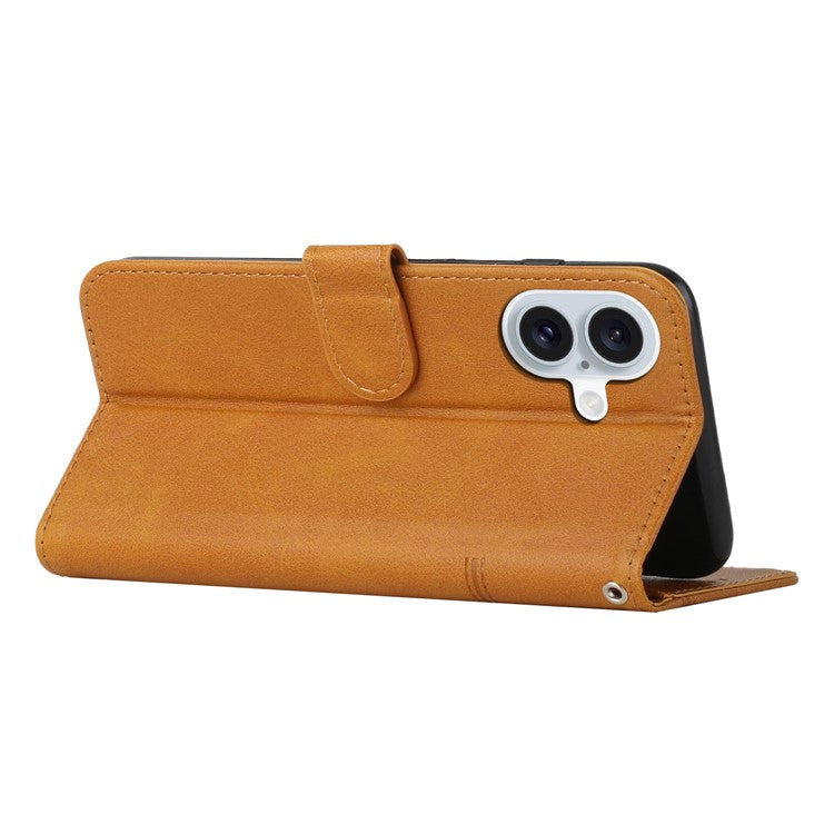 For iPhone 16 Case Stand Flip Protective Leather Phone Cover - Yellow