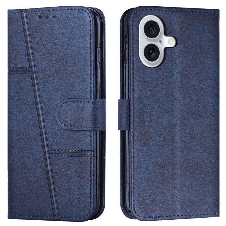 For iPhone 16 Case Stand Flip Protective Leather Phone Cover - Sapphire