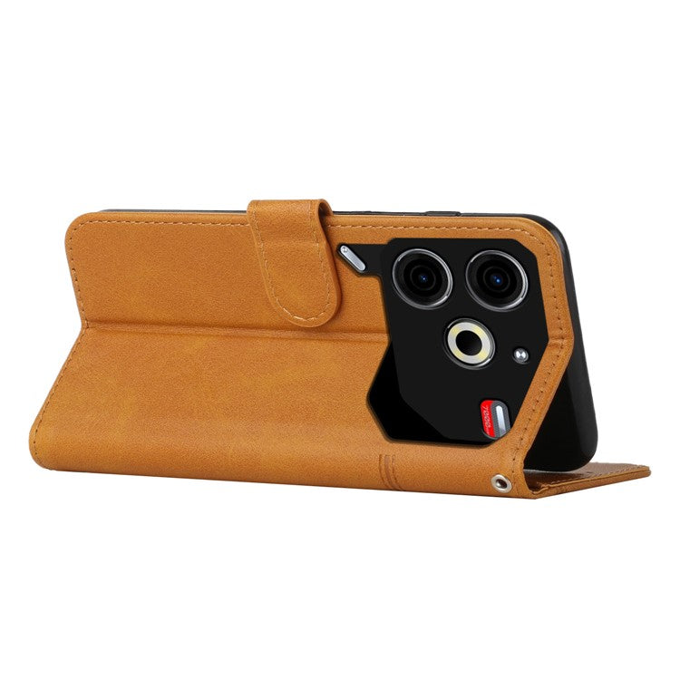 For TECNO Pova 6 Neo Case Magnetic Clasp Stand Leather Phone Cover Line Decor - Yellow