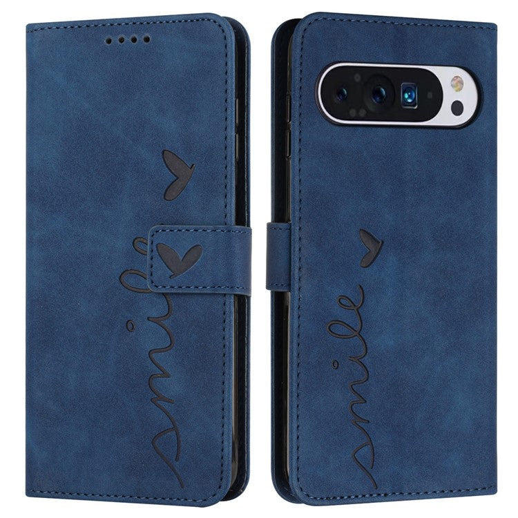 For Google Pixel 9 / Pixel 9 Pro Case Skin-touch Leather Wallet Phone Cover - Sapphire