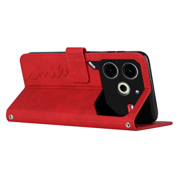 For TECNO Pova 6 Neo Wallet Case Folio PU Leather Phone Cover Card Slots - Red