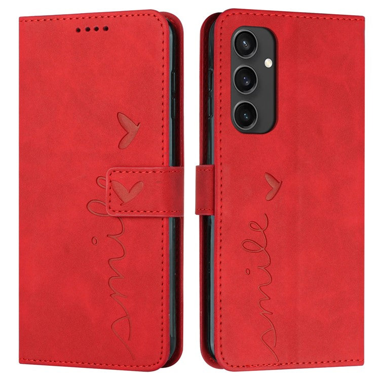 For Samsung Galaxy S24 FE Case Folding Stand PU Leather Phone Cover with Card Slots - Red