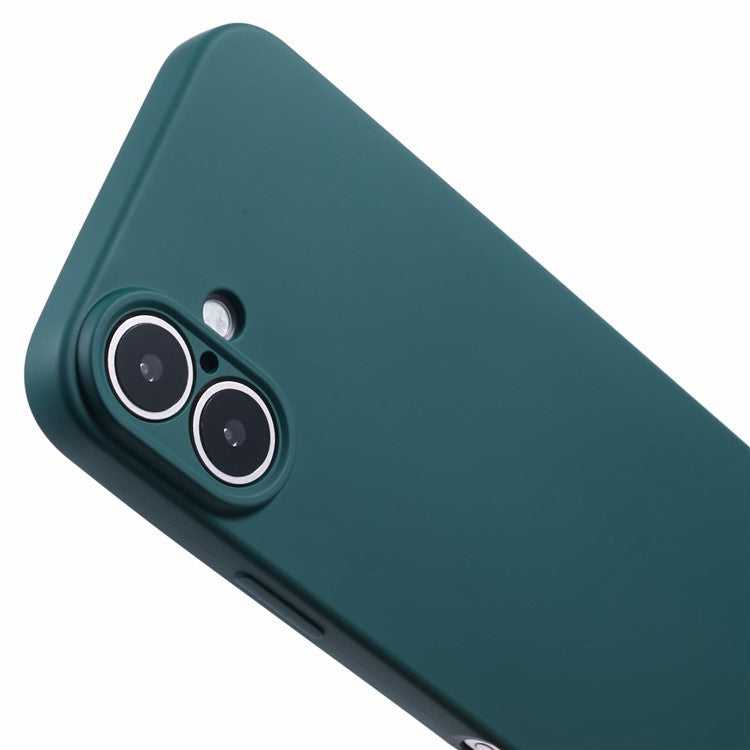 For iPhone 16 Case TPU Fiber Lining Scratch-Resistant Phone Cover with Necklace Cord Strap - Army Green