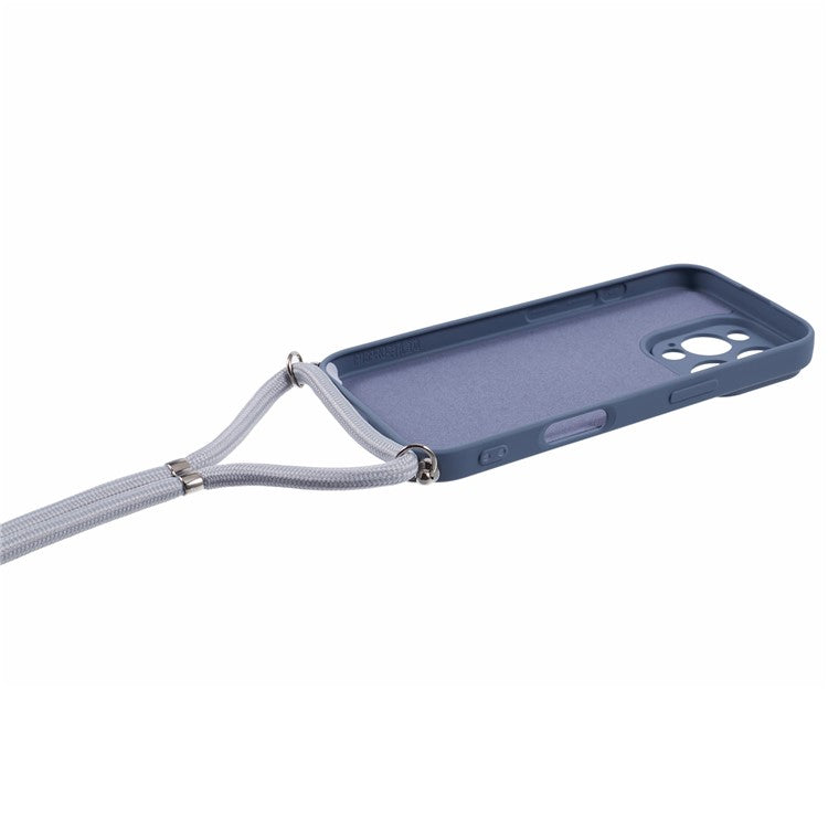 For iPhone 16 Pro Crossbody Case Flexible TPU Fiber Lining Anti-Shock Phone Cover - Lavender Grey