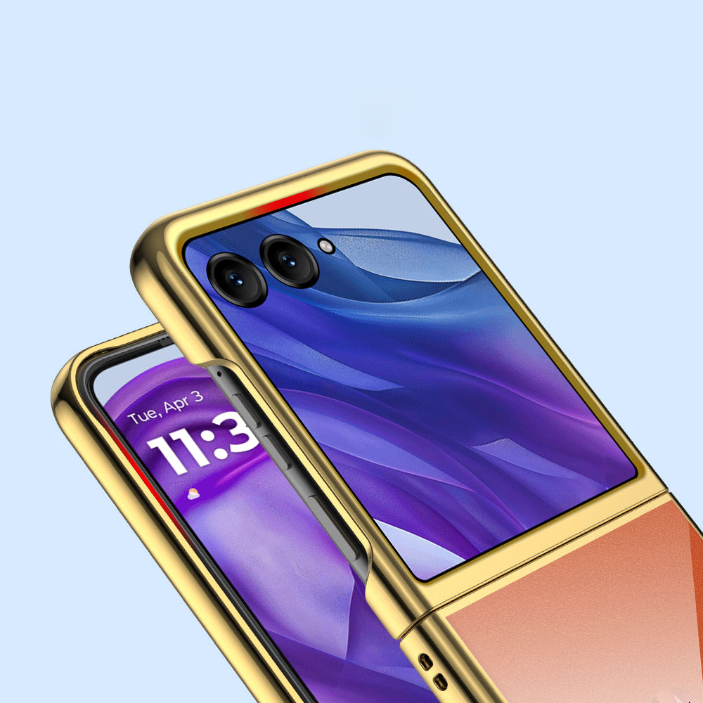 For Motorola Razr 50 Ultra 5G Case Electroplating Frame Clear PC Phone Cover - Silver