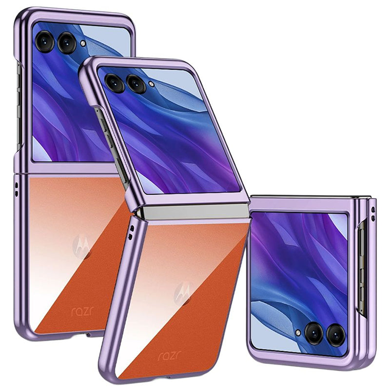 For Motorola Razr 50 Ultra 5G Case Electroplating Frame Clear PC Phone Cover - Purple