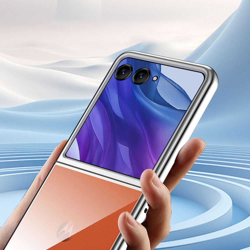 For Motorola Razr 50 Ultra 5G Case Electroplating Frame Clear PC Phone Cover - Purple