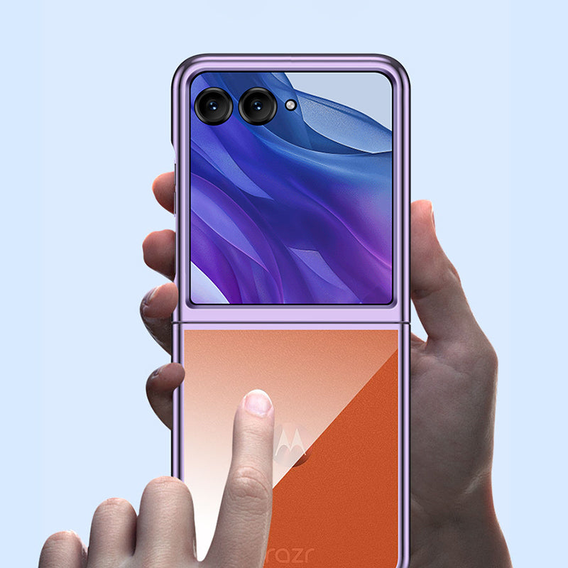 For Motorola Razr 50 Ultra 5G Case Electroplating Frame Clear PC Phone Cover - Black