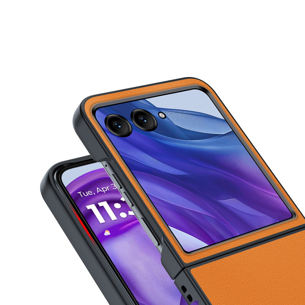 For Motorola Razr 50 Ultra 5G Case PU Leather + PC Protective Phone Cover - Orange