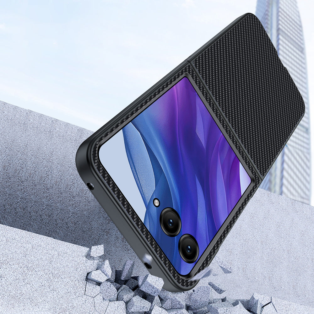 For Motorola Razr 50 Ultra 5G Case Carbon Fiber Texture Anti-drop PC Phone Cover - Carbon Fiber Gold