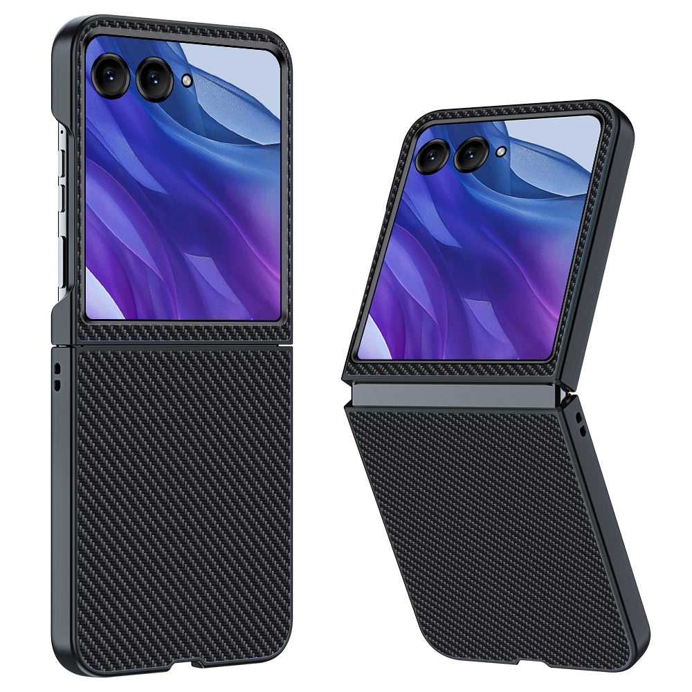 For Motorola Razr 50 Ultra 5G Case Carbon Fiber Texture Anti-drop PC Phone Cover - Carbon Fiber Black
